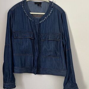 Donna Karan Frayed Edge Jean Jacket - Blue